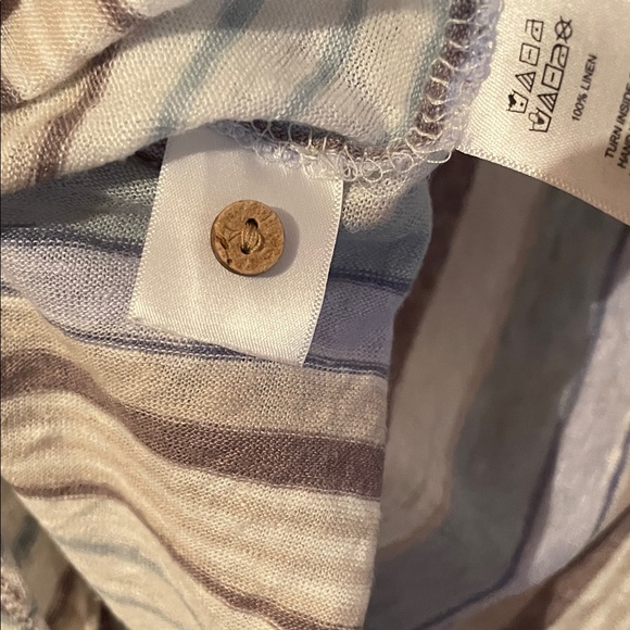 Rachel Zoe Sleeveless Striped Button up 100% Linen Blouse - Picture 6 of 7